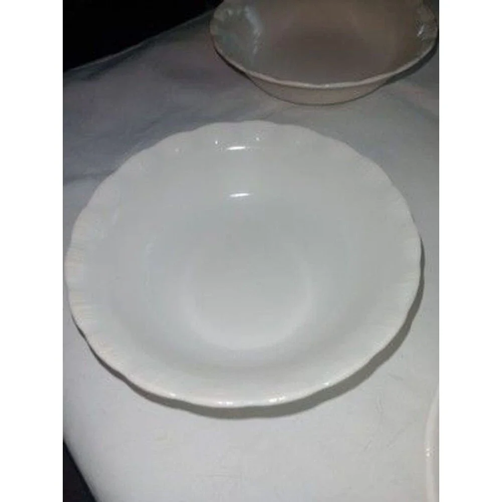 Milk Glass Embossed Scalloped Rim Small Bowls Set Of 4 White Spanish Lace Detail